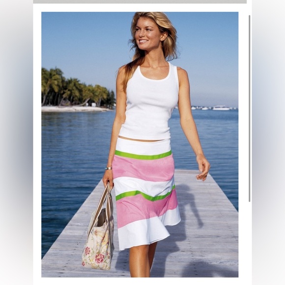 Moda International Dresses & Skirts - MODA INTERNATIONAL STRIPED A-LINE SKIRT PINK WHITE GREEN SIZE 4